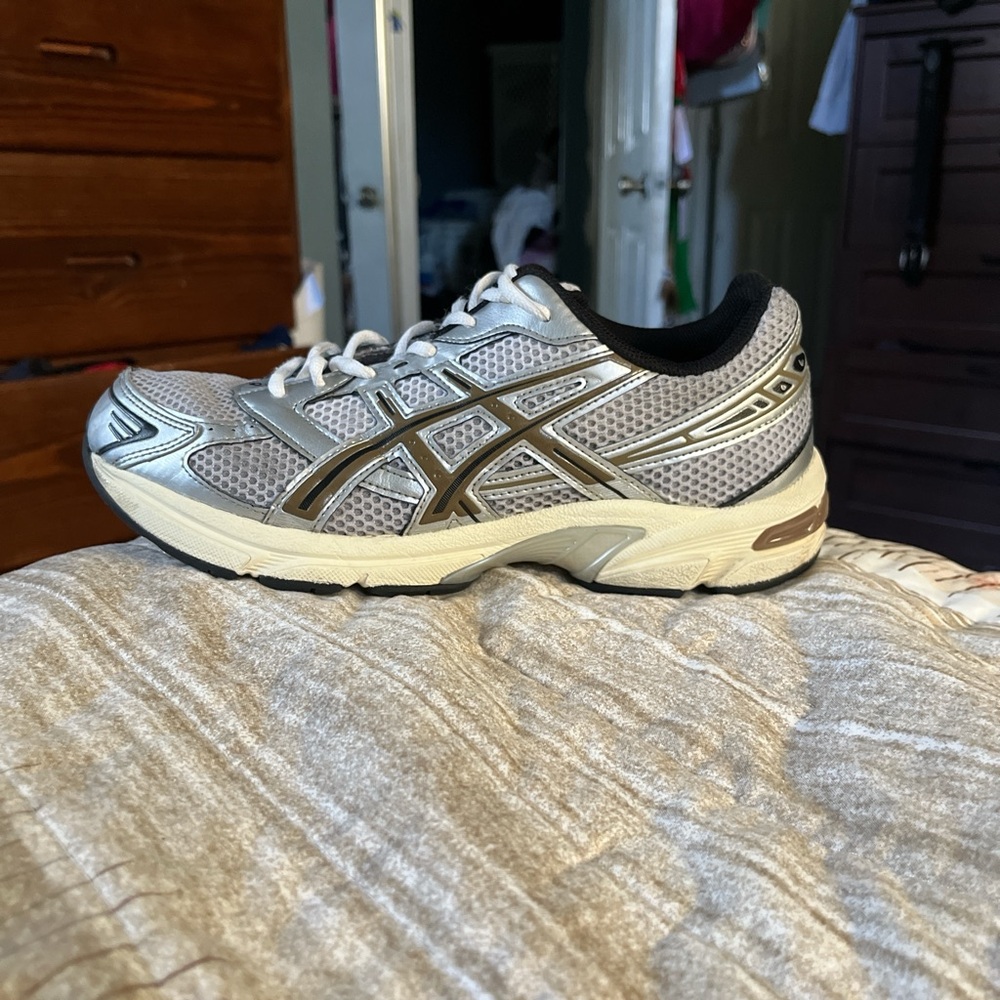 ASICS Silver and Black Running Shoes